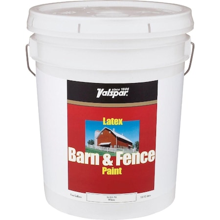 Valspar Latex Paint & Primer In One Flat Barn & Fence Paint, White, 5 Gal. 018.3125-70.008